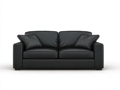 Sofa 2-Sitzer - Echtleder - 160x90x84 cm - schwarz - für Wohnzimmer - modernes Design-Abodeilo