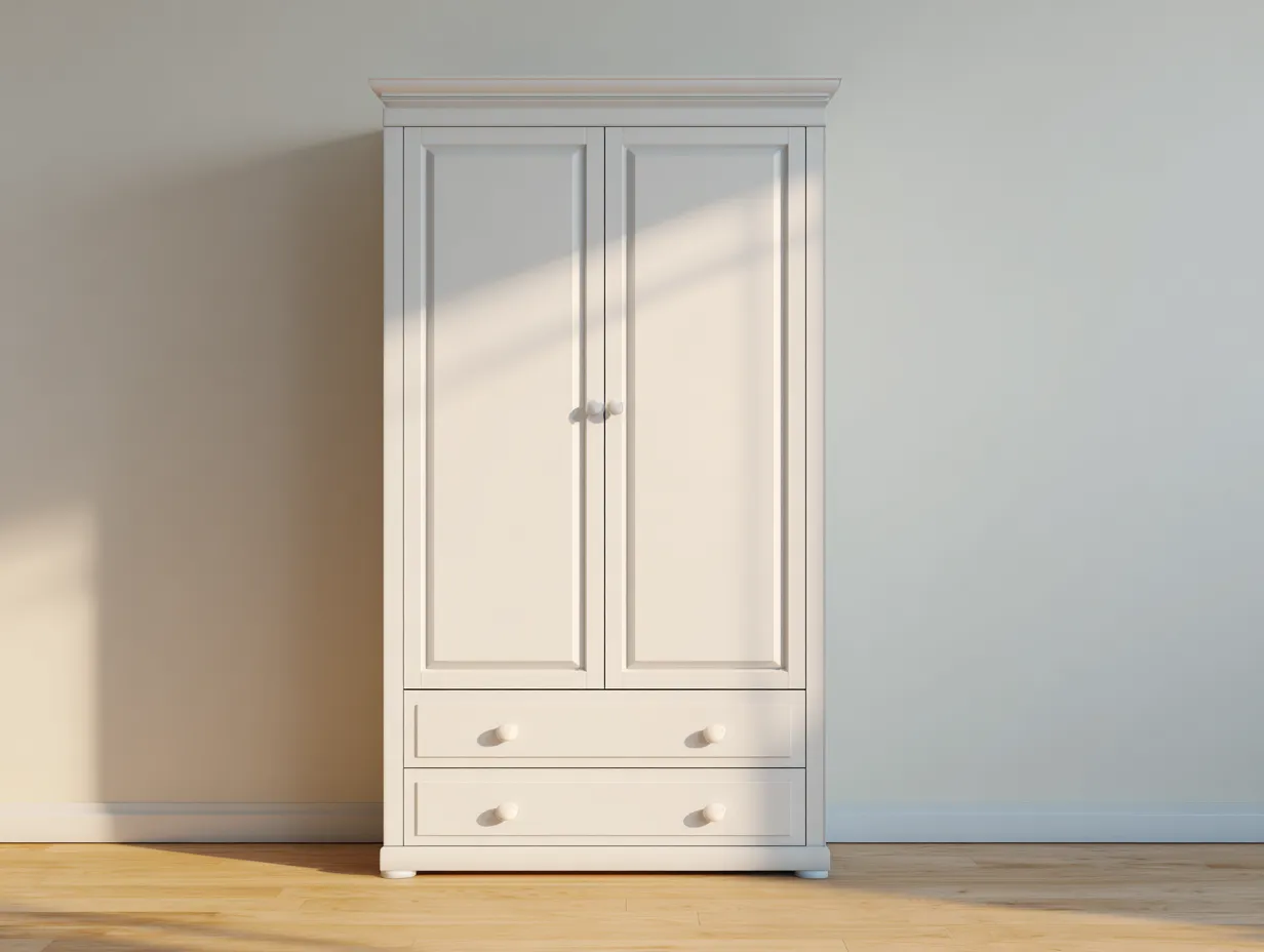 Kleiderschrank Holzwerkstoff 90x55x185 cm - weiß - geeignet für Schlafzimmer - klassisches Design-Luxeoli