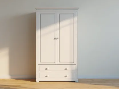 Kleiderschrank Holzwerkstoff 90x55x185 cm - weiß - geeignet für Schlafzimmer - klassisches Design-Luxeoli