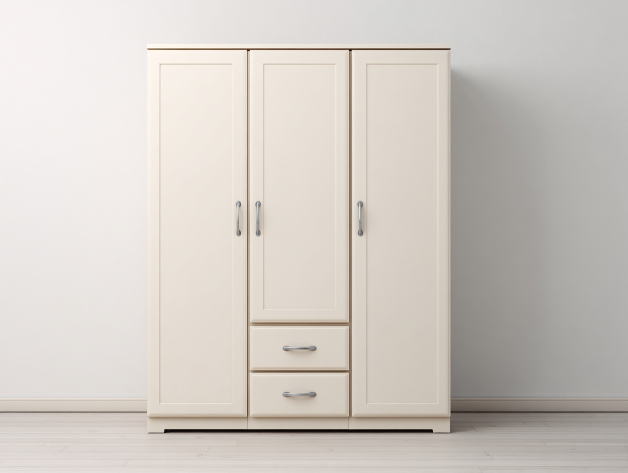 Kleiderschrank - Holz 120x55x190 cm - creme/silberfarben - für Schlafzimmer - funktionales Design-Luxeoli