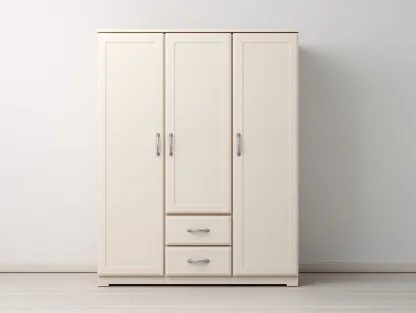 Kleiderschrank - Holz 120x55x190 cm - creme/silberfarben - für Schlafzimmer - funktionales Design-Luxeoli