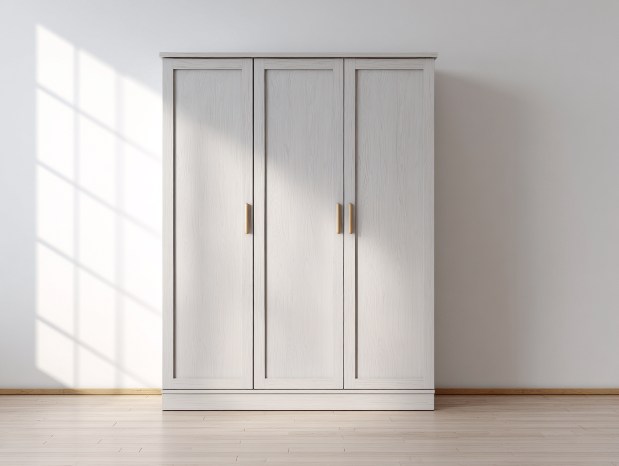 Kleiderschrank - Holz 120x55x190 cm - hellgrau - für Schlafzimmer - modernes Design-Luxeoli