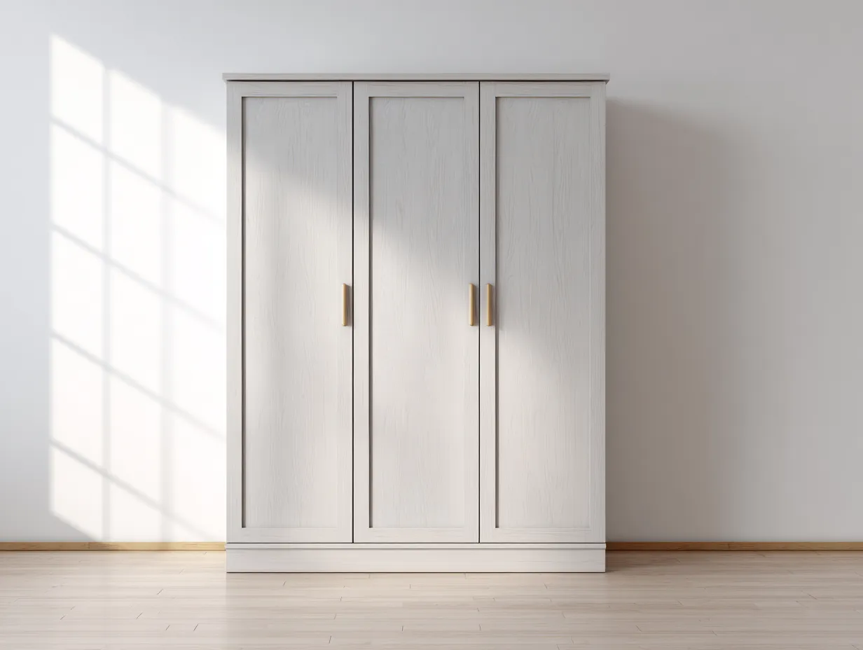 Kleiderschrank - Holz 120x55x190 cm - hellgrau - für Schlafzimmer - modernes Design-Luxeoli