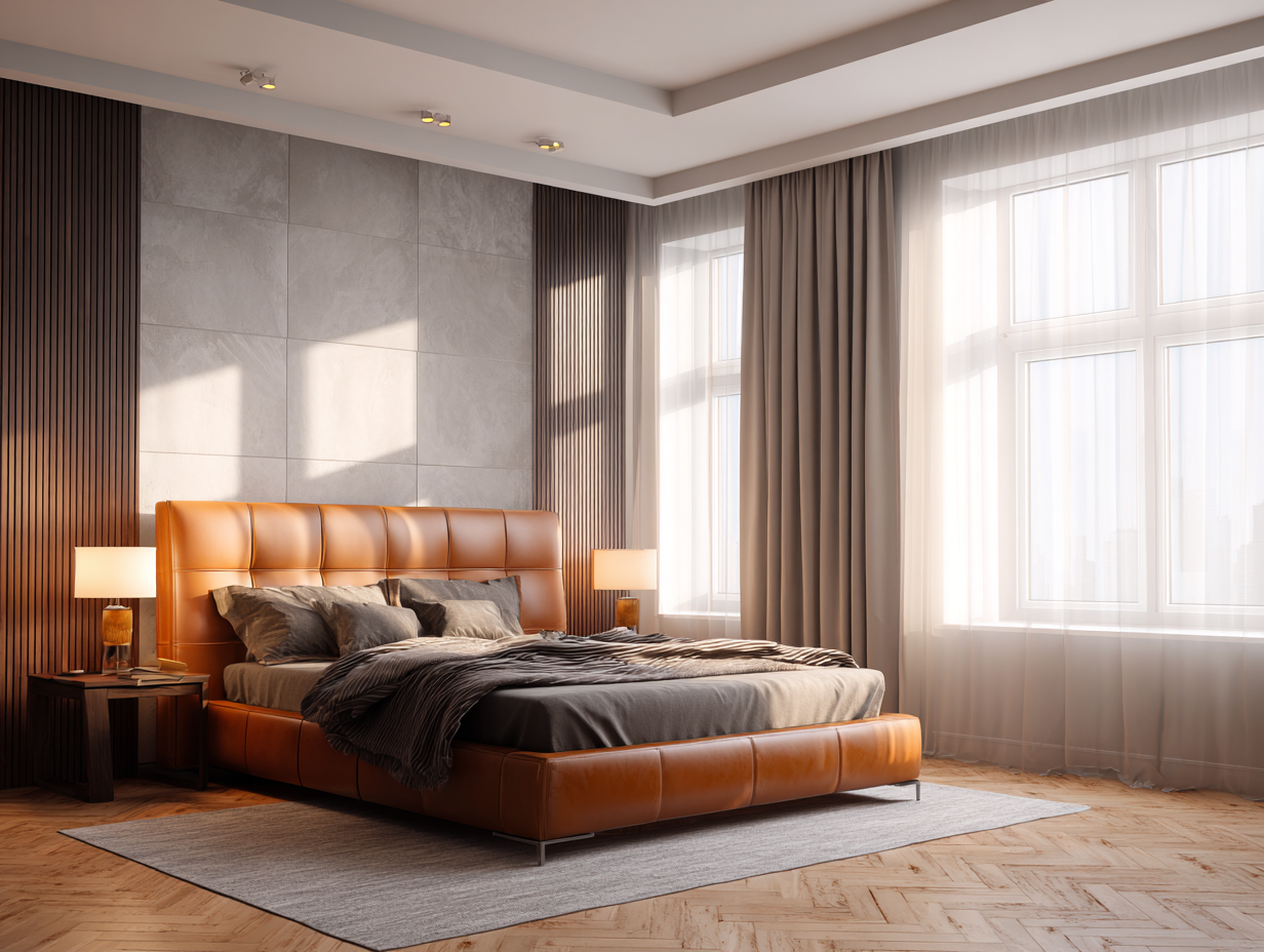 Doppelbett Kunstleder 200x180x110 cm - orange - geeignet für Schlafzimmer - modernes Design-Luxeoli