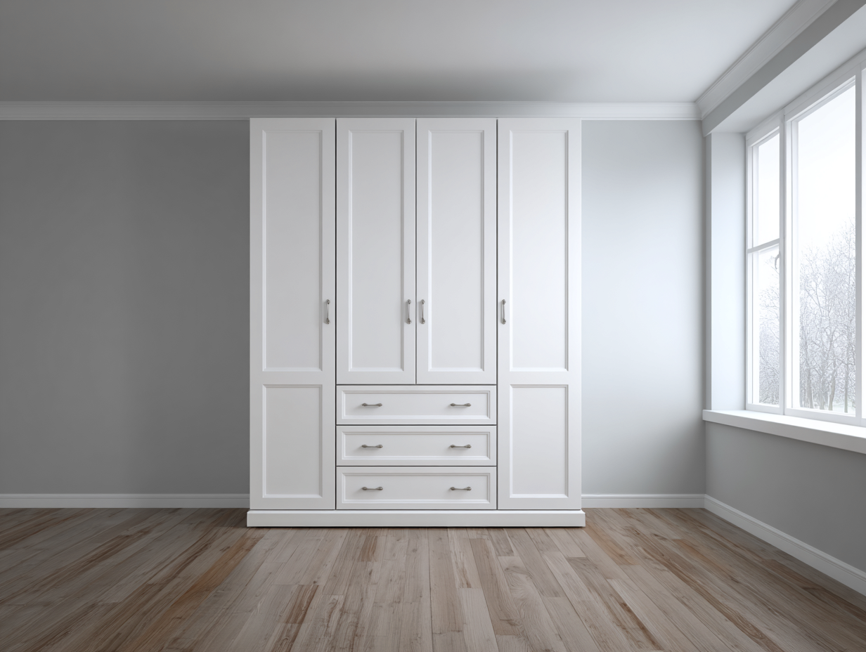 Kleiderschrank Holzwerkstoff 180x60x230 cm - weiß - geeignet für Schlafzimmer - modernes Design-Luxeoli