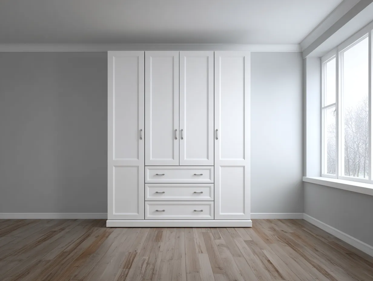 Kleiderschrank Holzwerkstoff 180x60x230 cm - weiß - geeignet für Schlafzimmer - modernes Design-Luxeoli