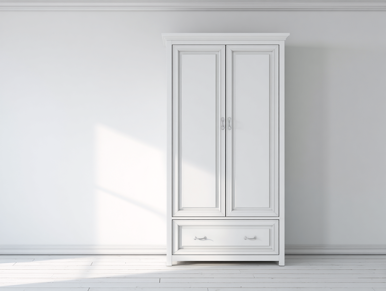 Kleiderschrank Holzwerkstoff 85x52x185 cm - weiß - geeignet für Schlafzimmer - klassisches Design-Luxeoli