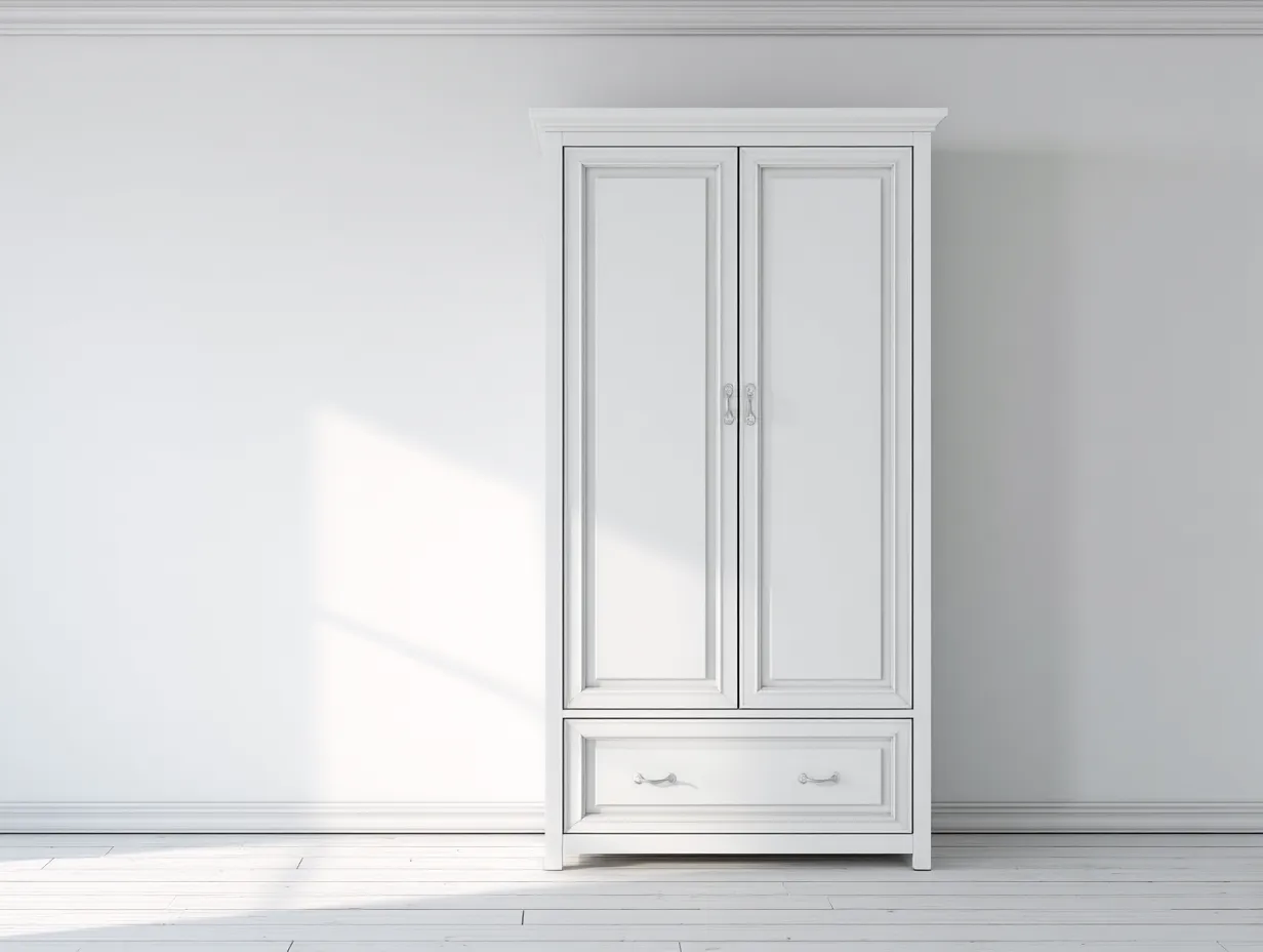 Kleiderschrank Holzwerkstoff 85x52x185 cm - weiß - geeignet für Schlafzimmer - klassisches Design-Luxeoli