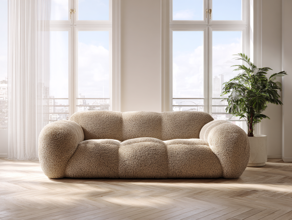 Dreisitzer-Stoffsofa 260x105x85 cm - beige - geeignet für Wohnzimmer - modernes Design-Luxeoli