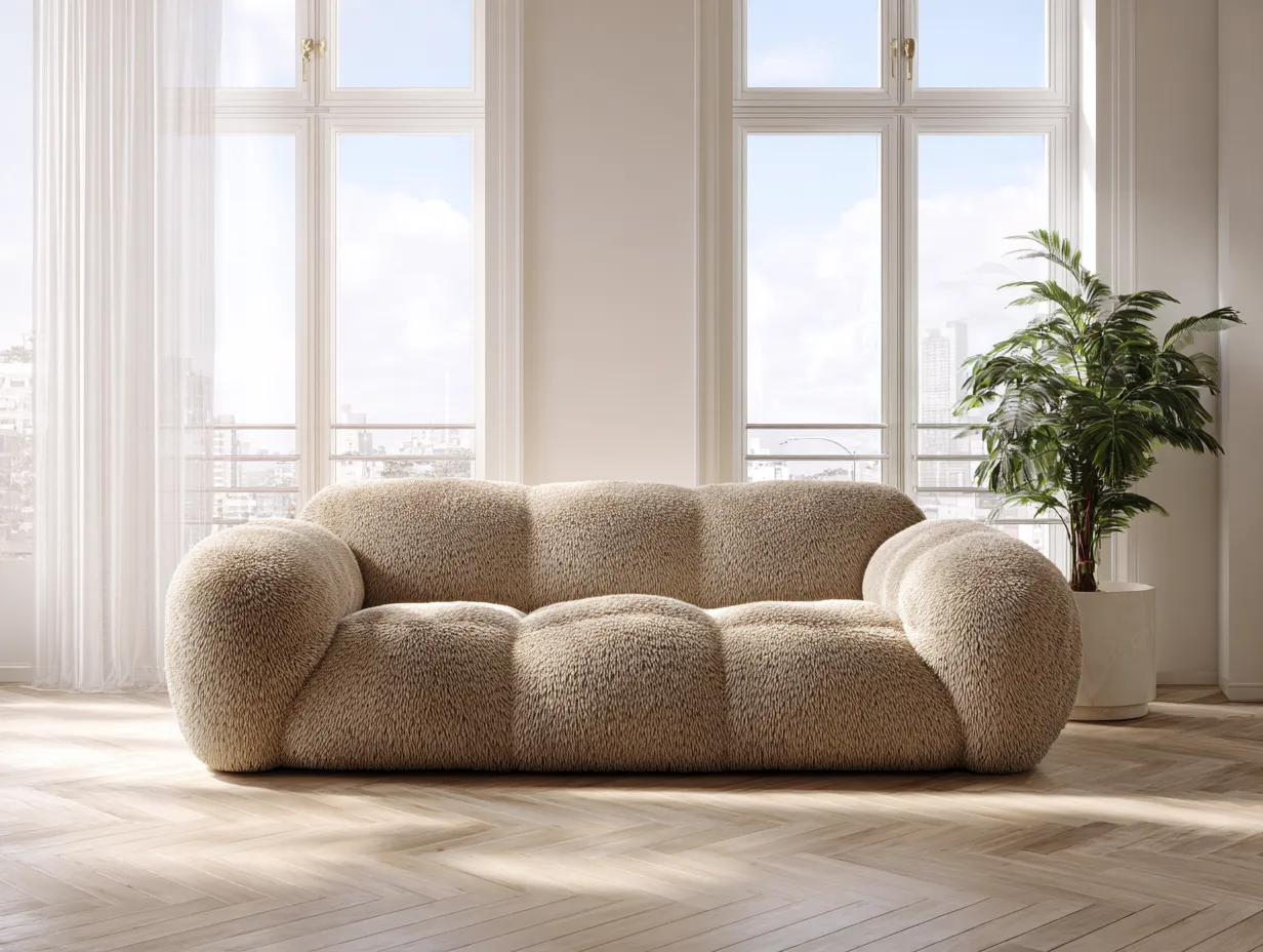 Dreisitzer-Stoffsofa 260x105x85 cm - beige - geeignet für Wohnzimmer - modernes Design-Luxeoli