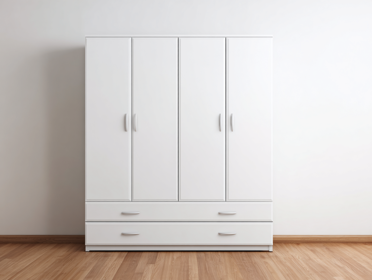 Kleiderschrank Holz 180x52x200 cm - weiß - geeignet für Schlafzimmer - modernes Design-Luxeoli