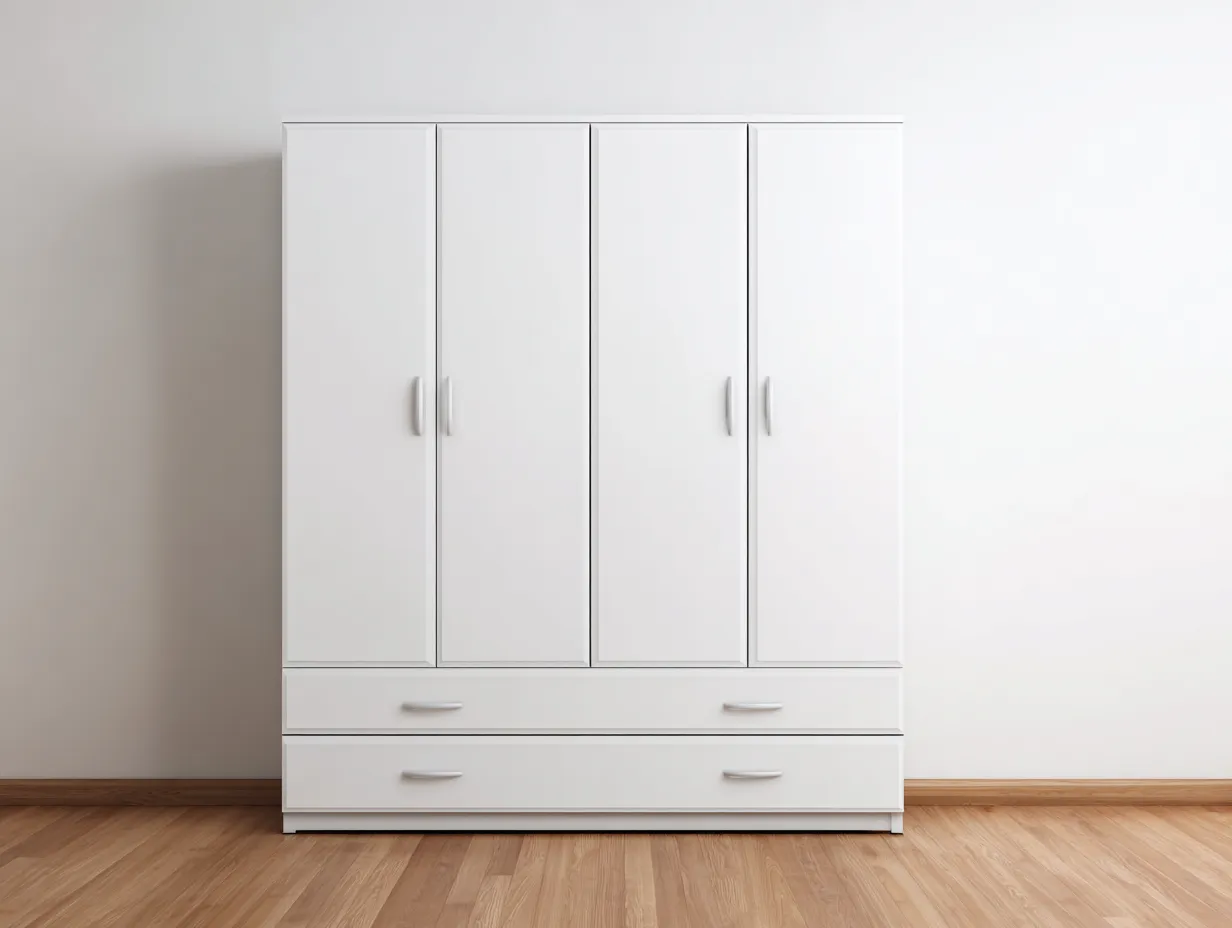 Kleiderschrank Holz 180x52x200 cm - weiß - geeignet für Schlafzimmer - modernes Design-Luxeoli