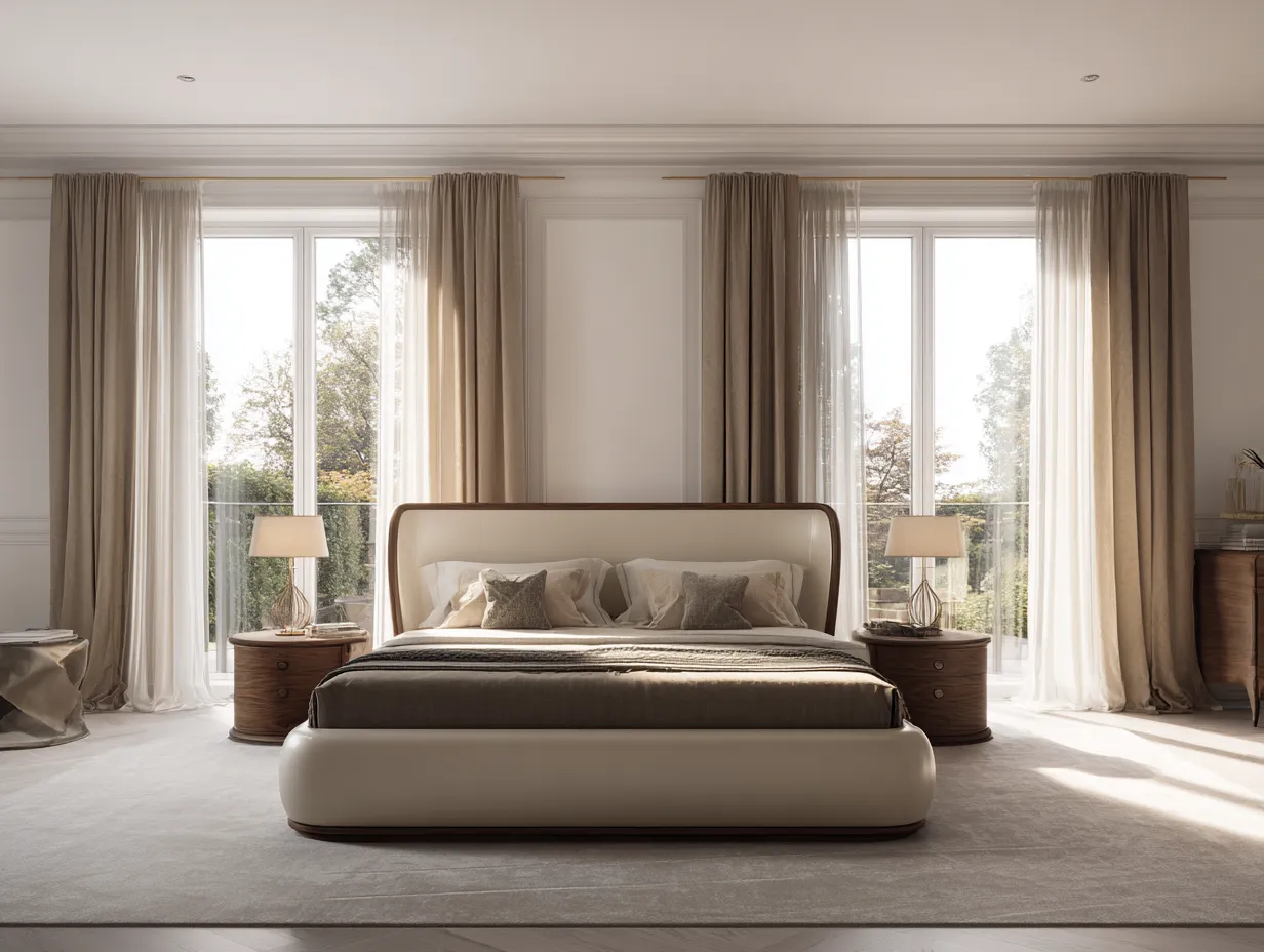 Doppelbett Leder und Holz 200x180x115 cm - creme/braun - geeignet für Schlafzimmer - modernes Design-Luxeoli