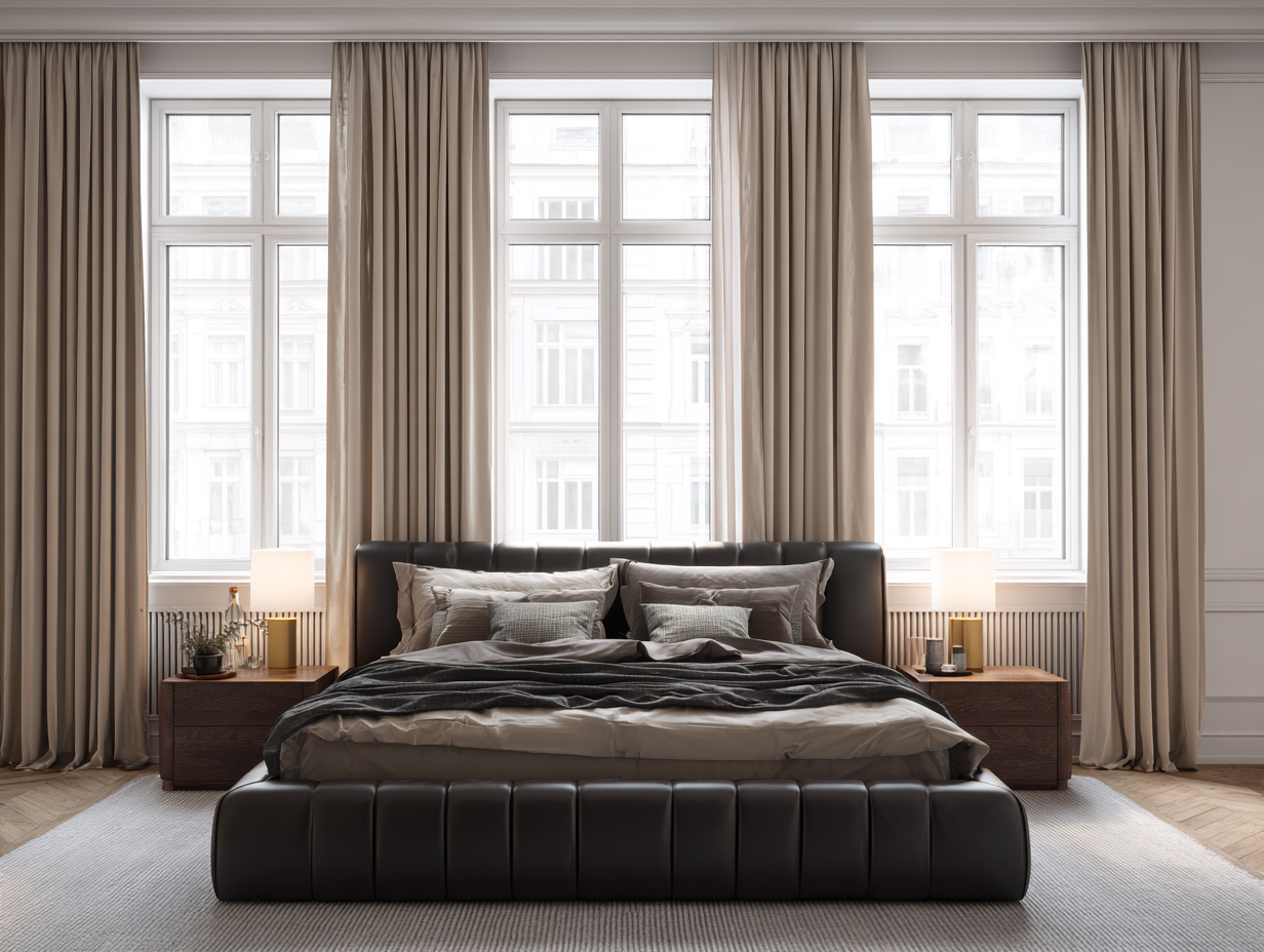 Doppelbett Leder 200x180x110 cm - schwarz - geeignet für Schlafzimmer - modernes Design-Luxeoli