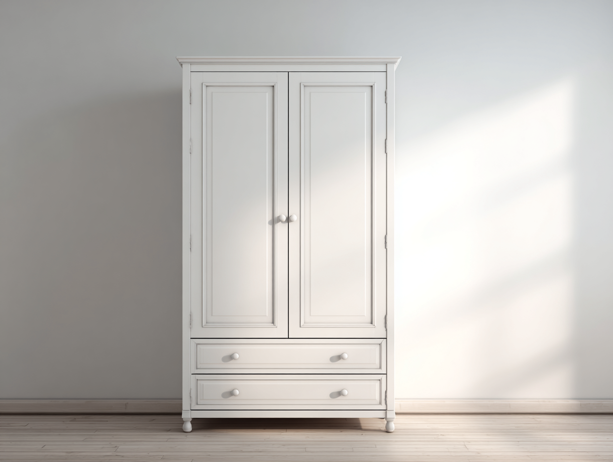 Kleiderschrank Holzwerkstoff 90x55x190 cm - weiß - geeignet für Schlafzimmer - klassisches Design-Luxeoli