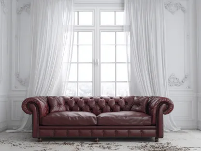 Dreisitzer-Ledersofa 220x95x78 cm - bordeauxrot - geeignet für Wohnzimmer - klassisches Chesterfield-Design-Luxeoli