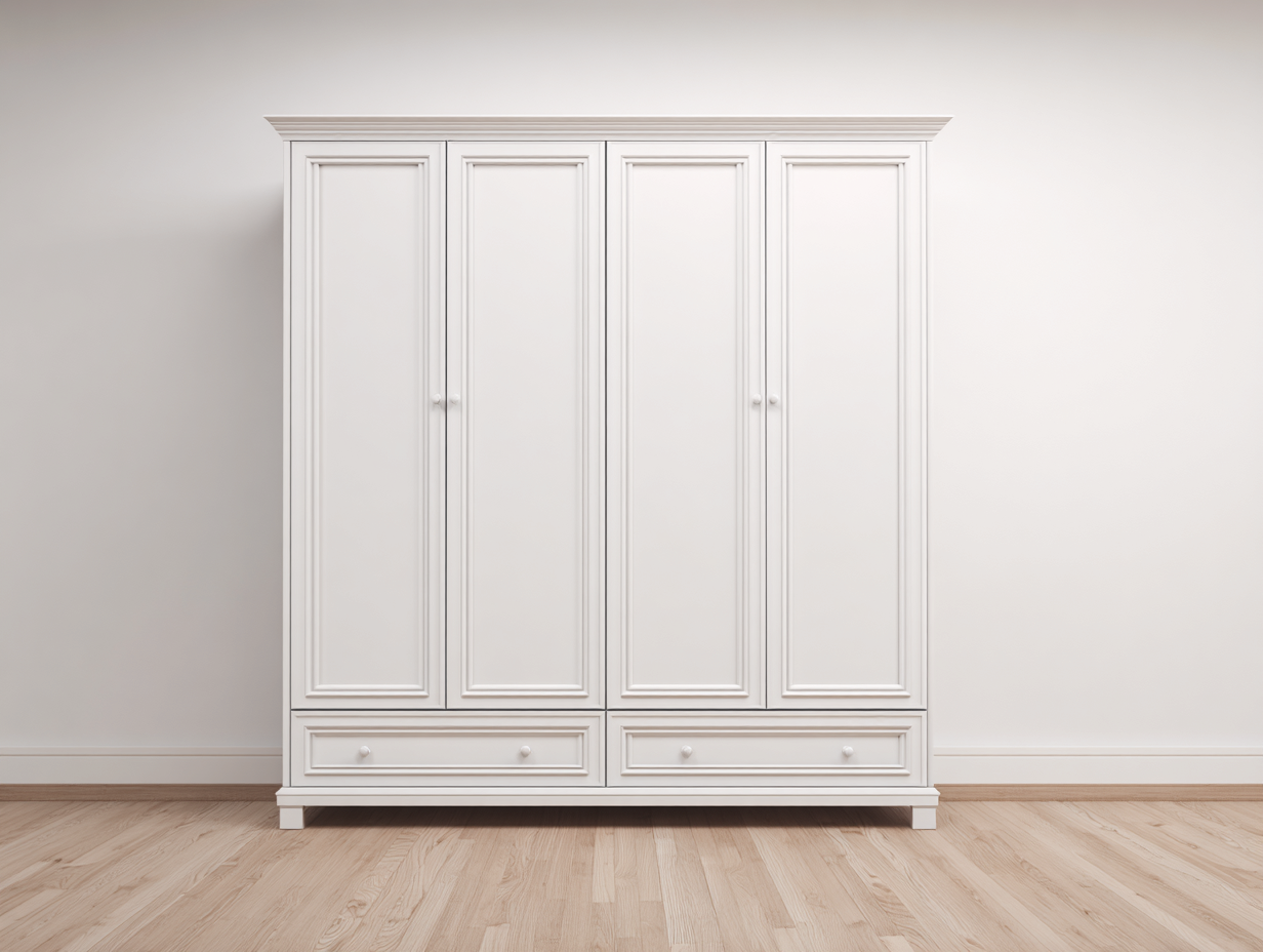 Kleiderschrank Holz 180x55x200 cm - weiß - geeignet für Schlafzimmer - klassisches Design-Luxeoli