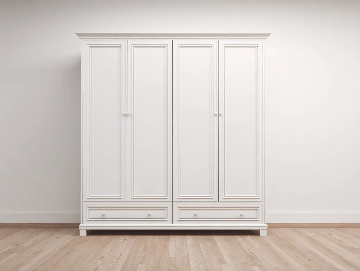 Kleiderschrank Holz 180x55x200 cm - weiß - geeignet für Schlafzimmer - klassisches Design-Luxeoli