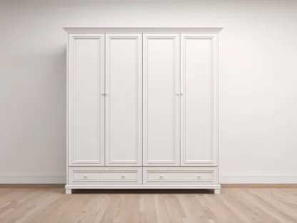 Kleiderschrank Holz 180x55x200 cm - weiß - geeignet für Schlafzimmer - klassisches Design-Luxeoli