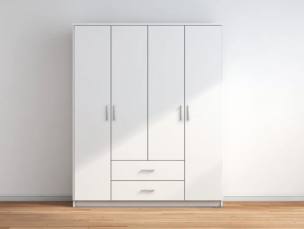 Kleiderschrank Holz 120x52x190 cm - weiß - geeignet für Schlafzimmer - modernes Design-Luxeoli