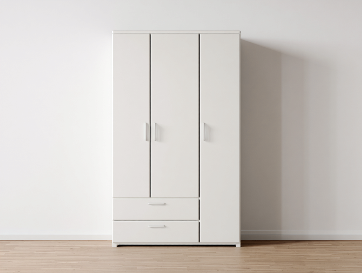 Kleiderschrank Holzwerkstoff 100x52x190 cm - weiß - geeignet für Schlafzimmer - modernes Stauraumdesign-Luxeoli