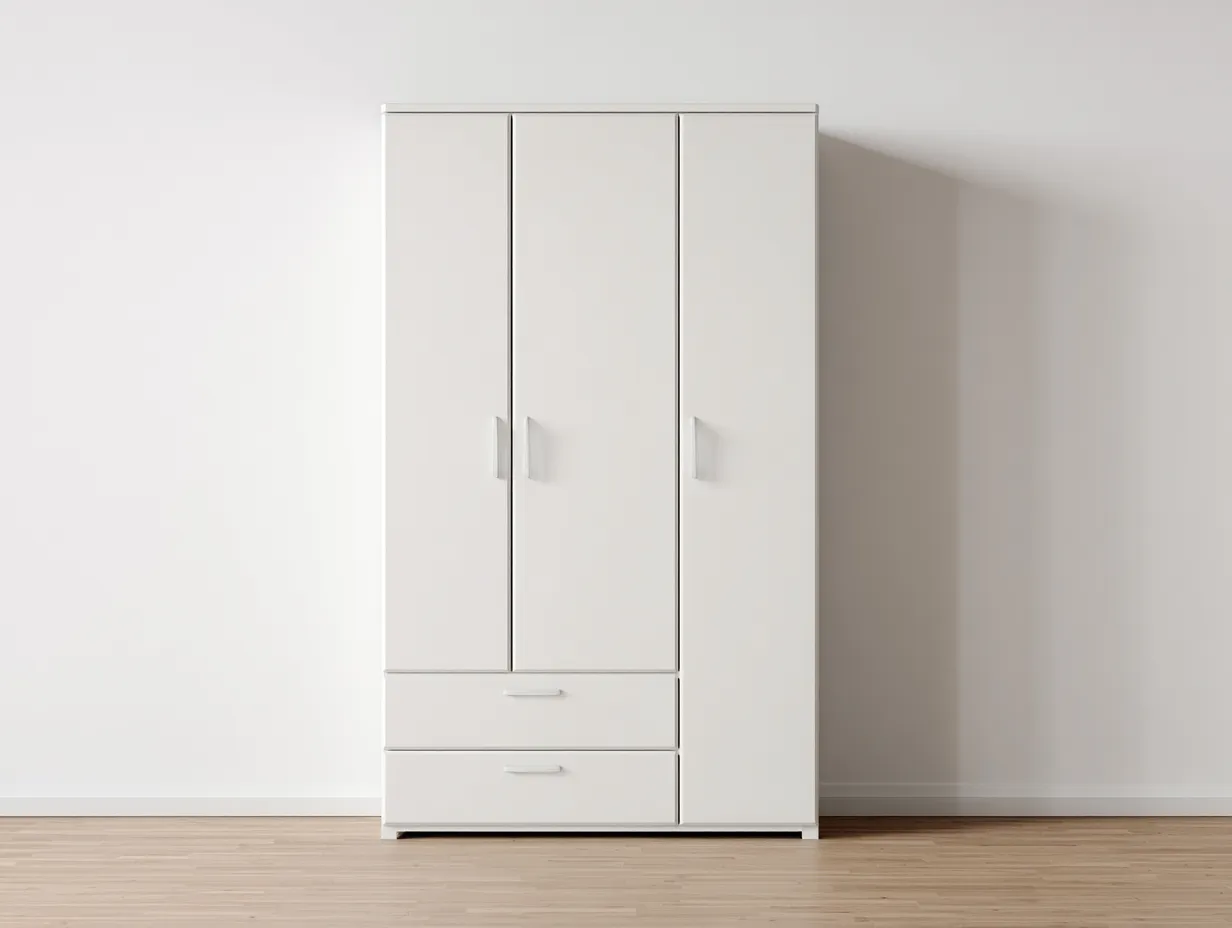 Kleiderschrank Holzwerkstoff 100x52x190 cm - weiß - geeignet für Schlafzimmer - modernes Stauraumdesign-Luxeoli