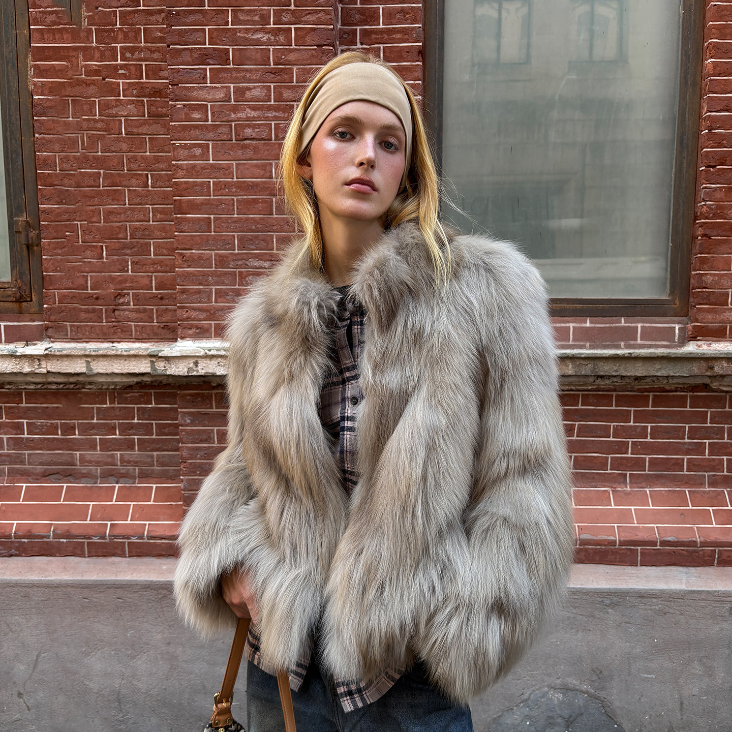 VYRA Youth Style Stand Collar Furry Coat