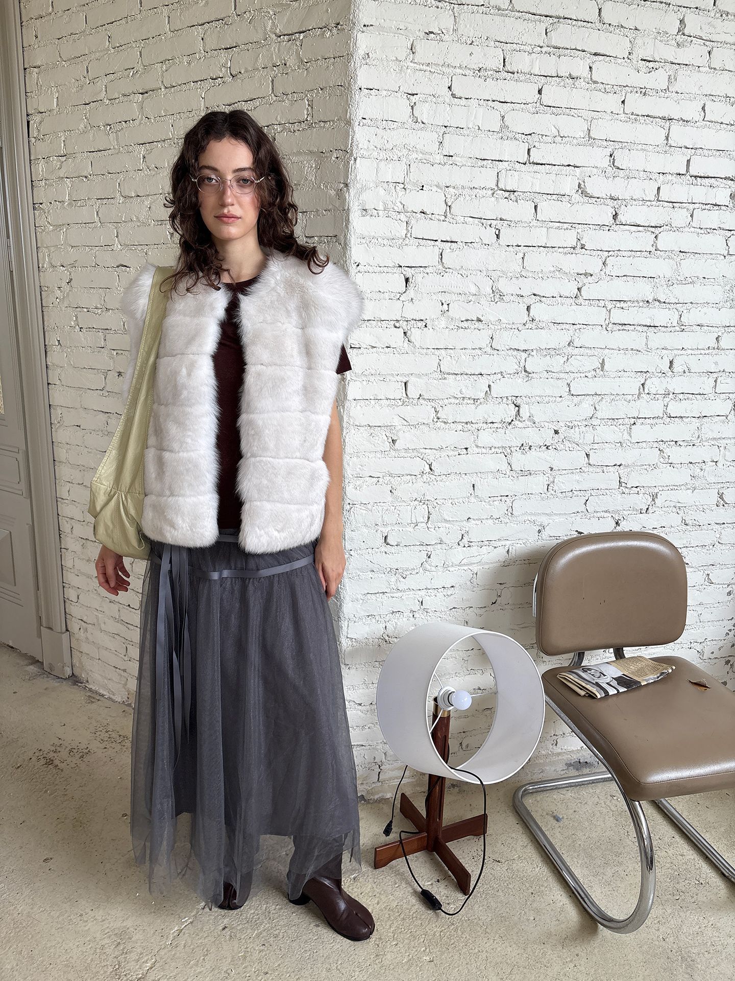 VYRA   Vintage Crew Neck Two-tone Vest