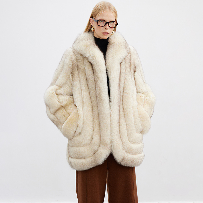 VYRA Vintage Style Full Leather Fashionable Fur Coat