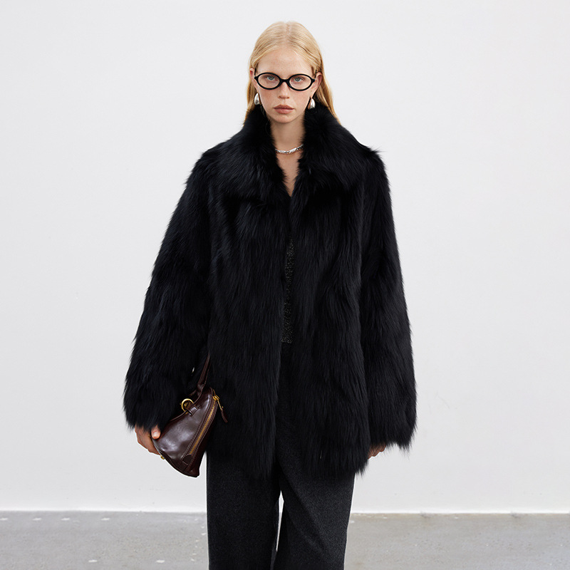 VYRA Versatile Light Luxury Full Leather Fox Fur Coat