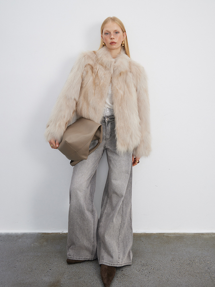 VYRA Youth Style Stand Collar Furry Coat