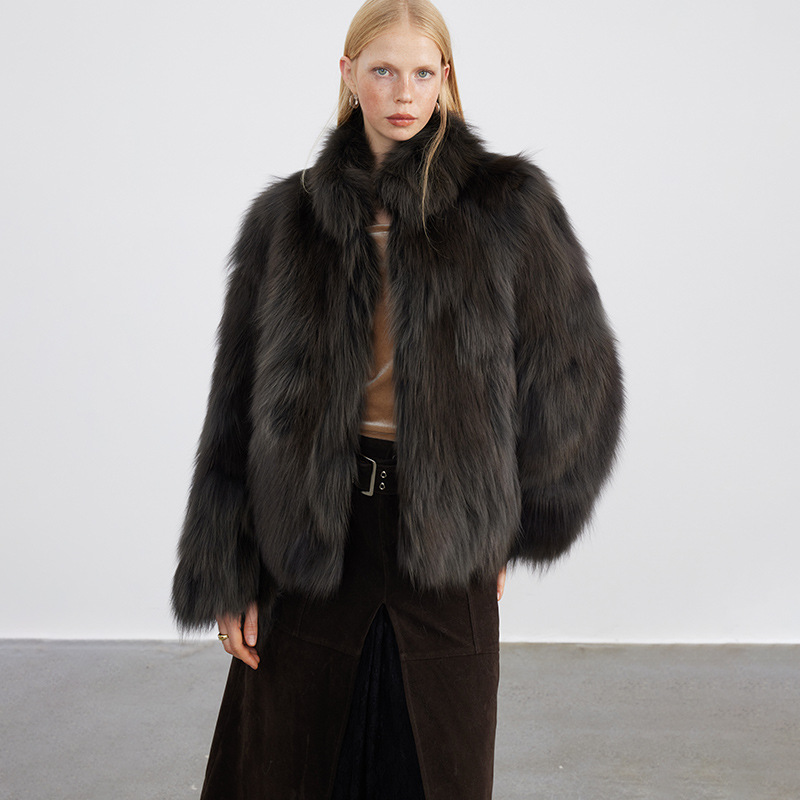 VYRA Youth Style Stand Collar Furry Coat