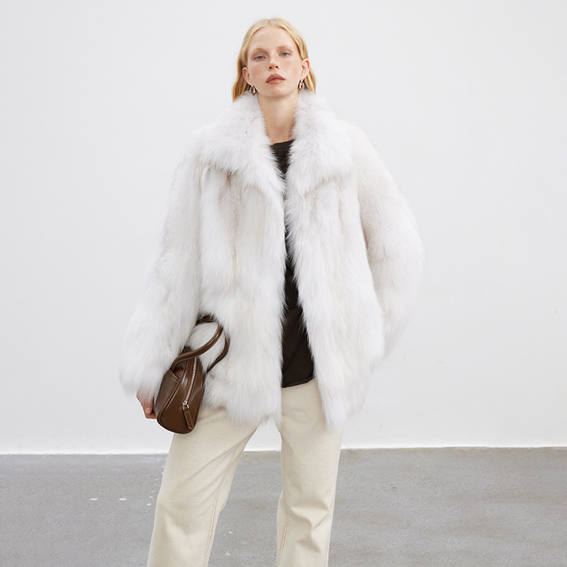 VYRA Versatile Light Luxury Full Leather Fox Fur Coat