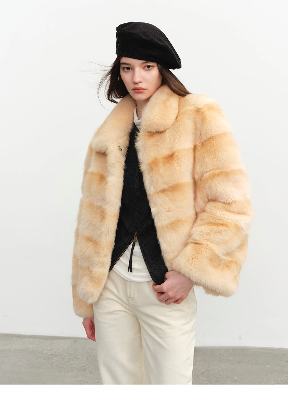 VYRA  Square Collar Horizontal Row Jacket