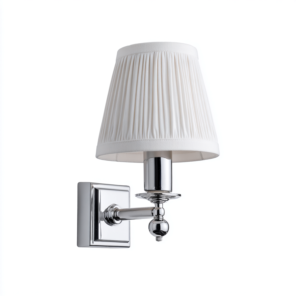 Applique murale - métal-tissu - 20x15x25 cm - blanc-chrome - style classique-Nicheara