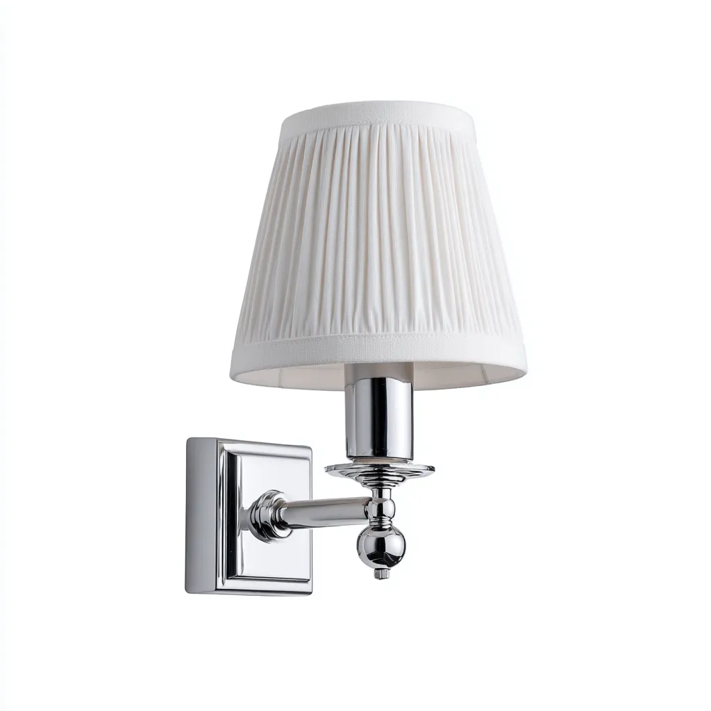 Applique murale - métal-tissu - 20x15x25 cm - blanc-chrome - style classique-Nicheara