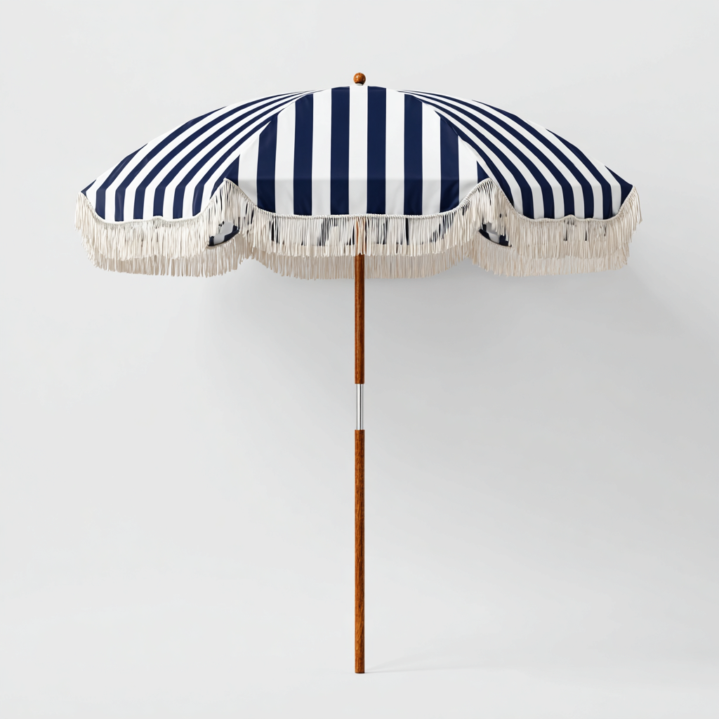 Parasol de jardin - Bois-Polyester - 180x180x205 cm - Bleu marine-Blanc - Style vintage-Nicheara
