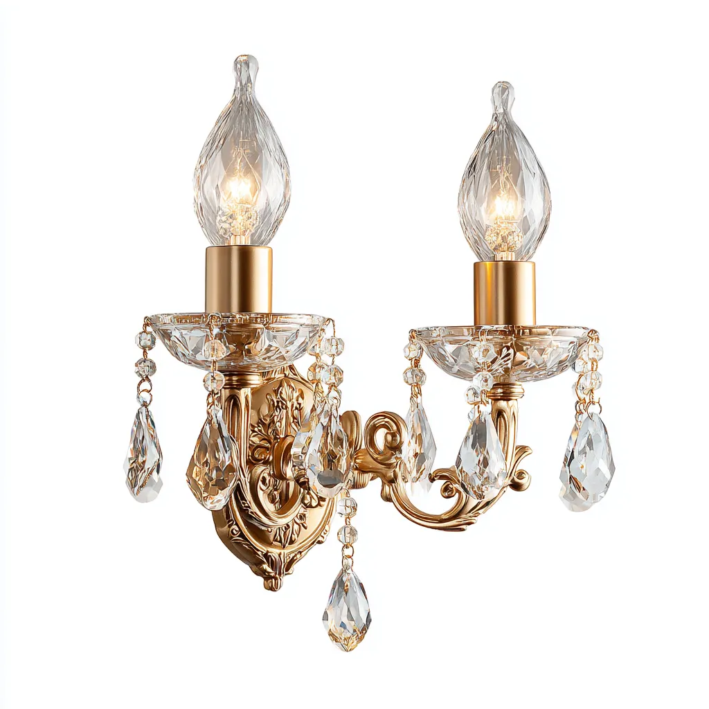 Applique murale - métal-verre - 26x18x32 cm - or-verre transparent - style classique-Nicheara