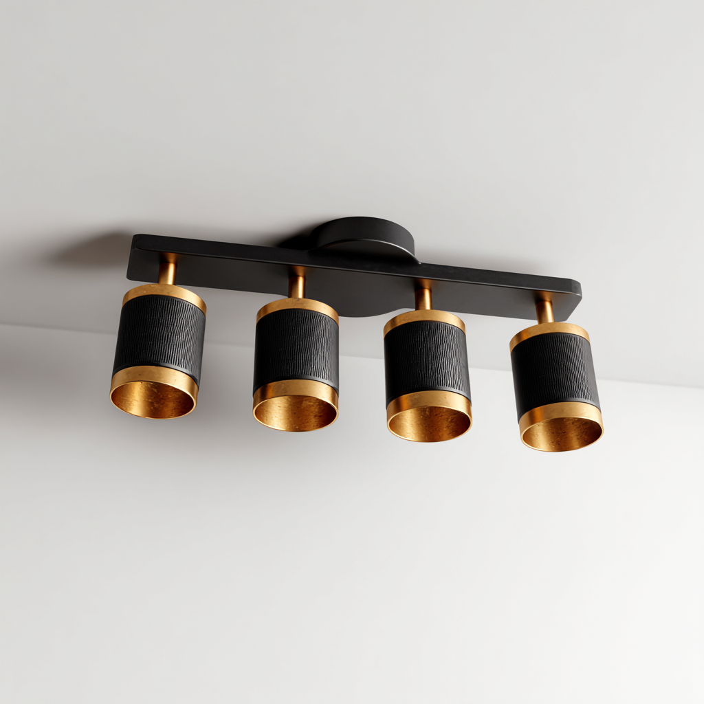 Plafonnier - métal - 62x12x18 cm - noir-doré - design moderne-Nicheara