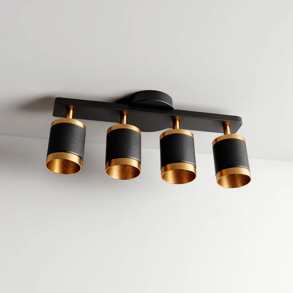 Plafonnier - métal - 62x12x18 cm - noir-doré - design moderne-Nicheara