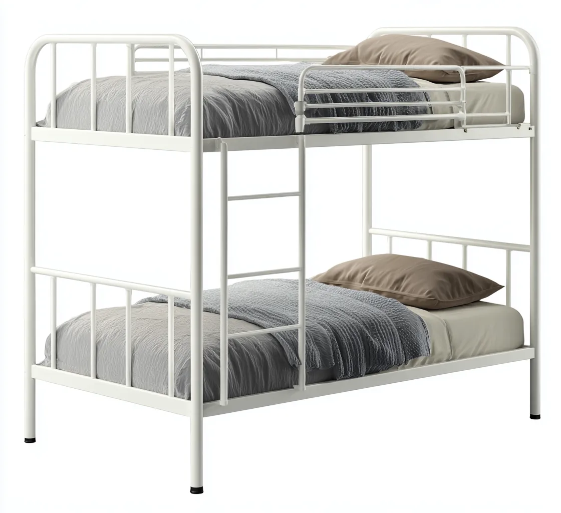 Lits superposés - métal - 204x97x161 cm - blanc - style moderne-Nicheara