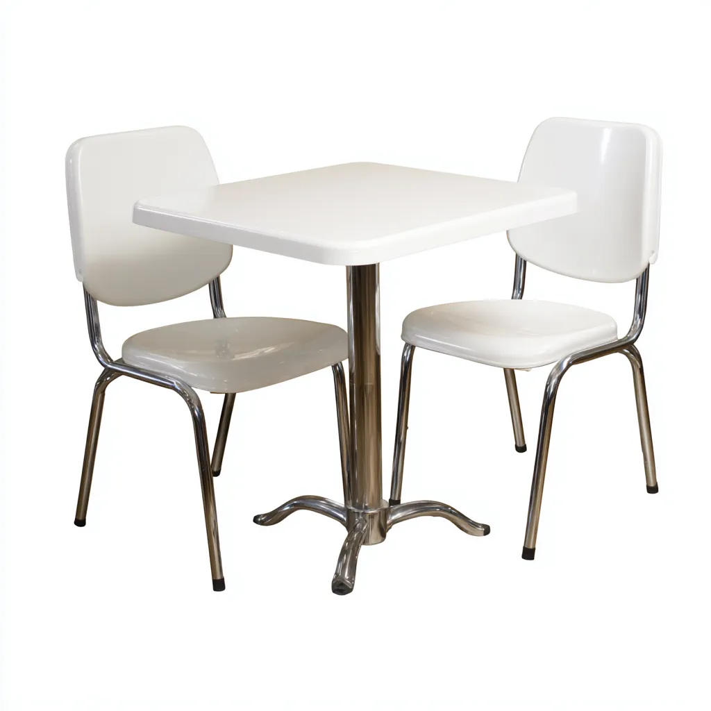 Ensemble table et chaises - plastique-métal - 70x70x75 cm - blanc - design moderne-Nicheara