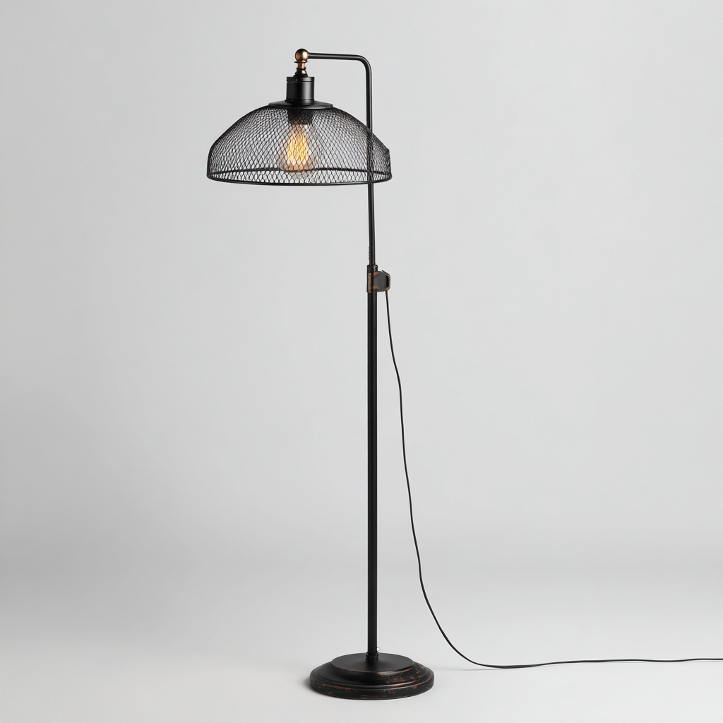 Lampadaire - métal - 40x30x165 cm - noir - style industriel-Nicheara