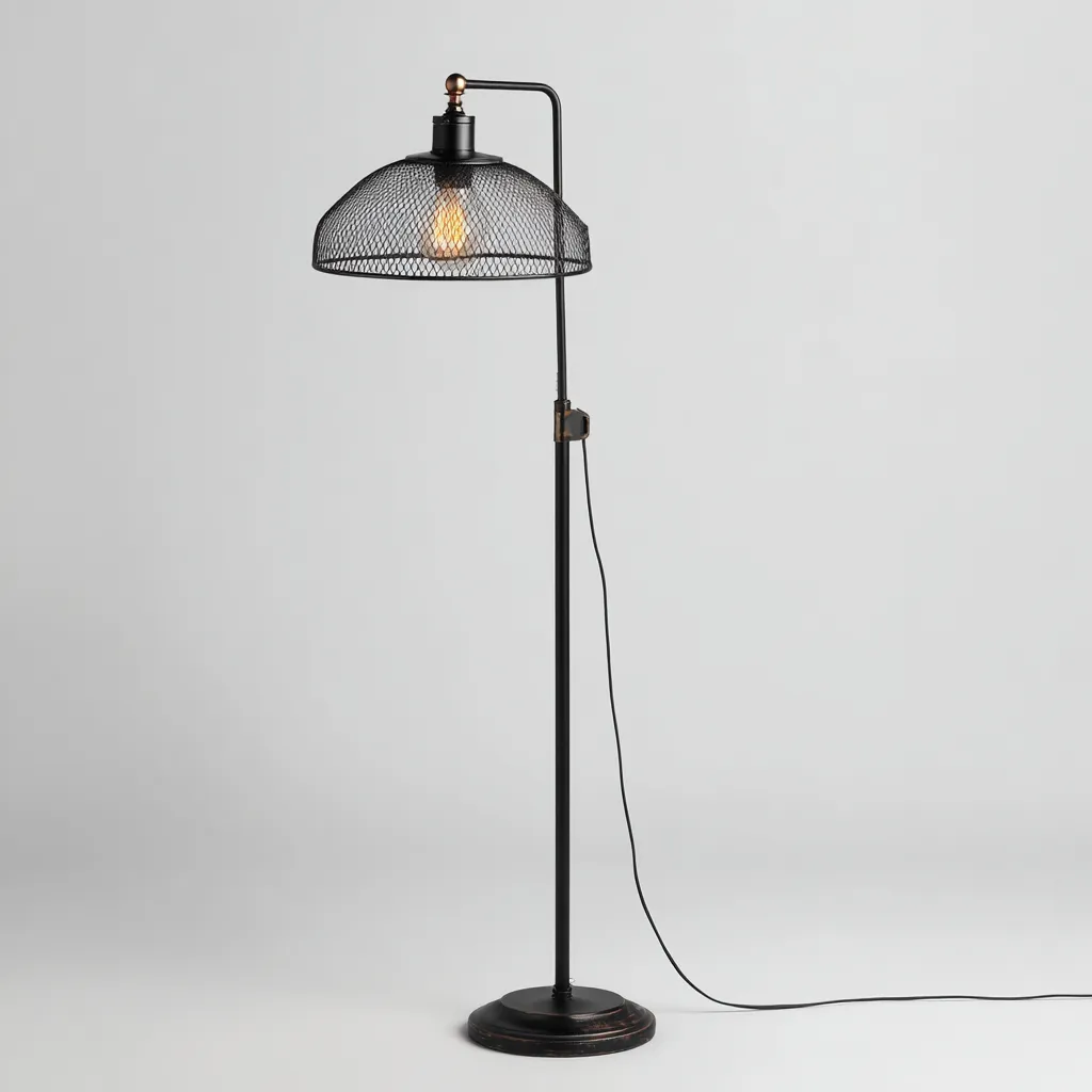 Lampadaire - métal - 40x30x165 cm - noir - style industriel-Nicheara