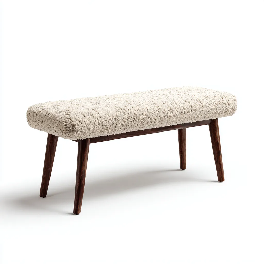 Banc de lit-bois-tissu-88x34x46 cm-beige-design moderne-Nicheara