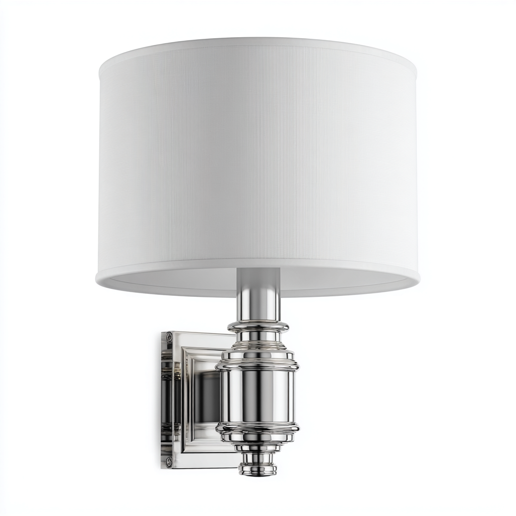 Applique murale - métal-tissu - 22x18x34 cm - blanc-chrome - style contemporain-Nicheara