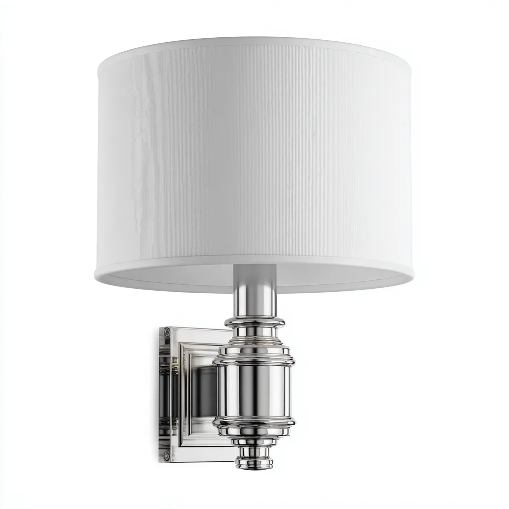 Applique murale - métal-tissu - 22x18x34 cm - blanc-chrome - style contemporain-Nicheara