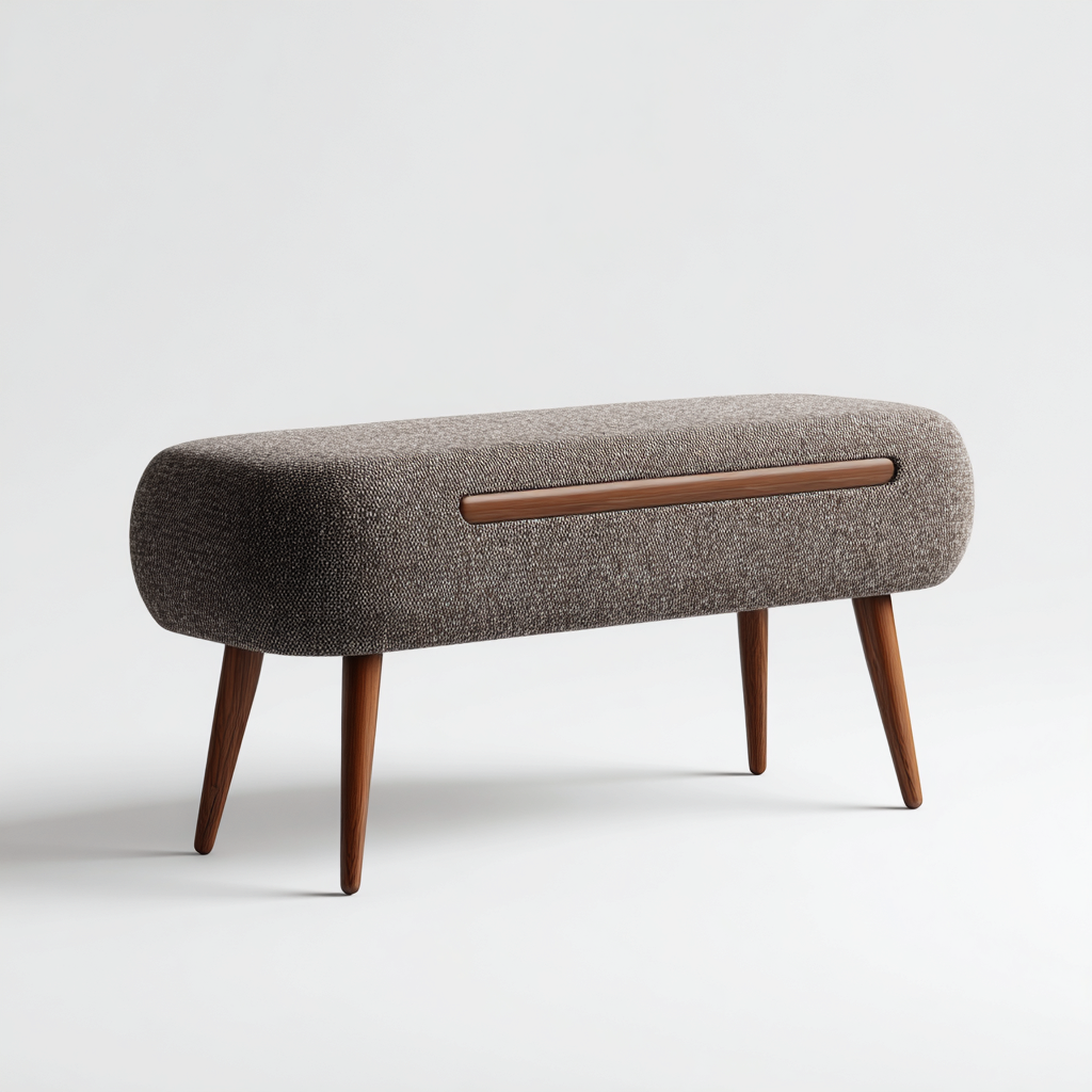 Banc de lit-bois-tissu-96x38x47 cm-brun-design moderne-Nicheara