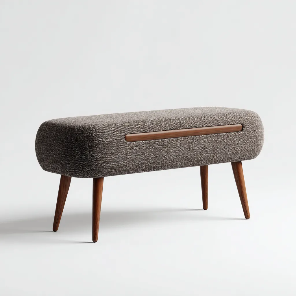 Banc de lit-bois-tissu-96x38x47 cm-brun-design moderne-Nicheara