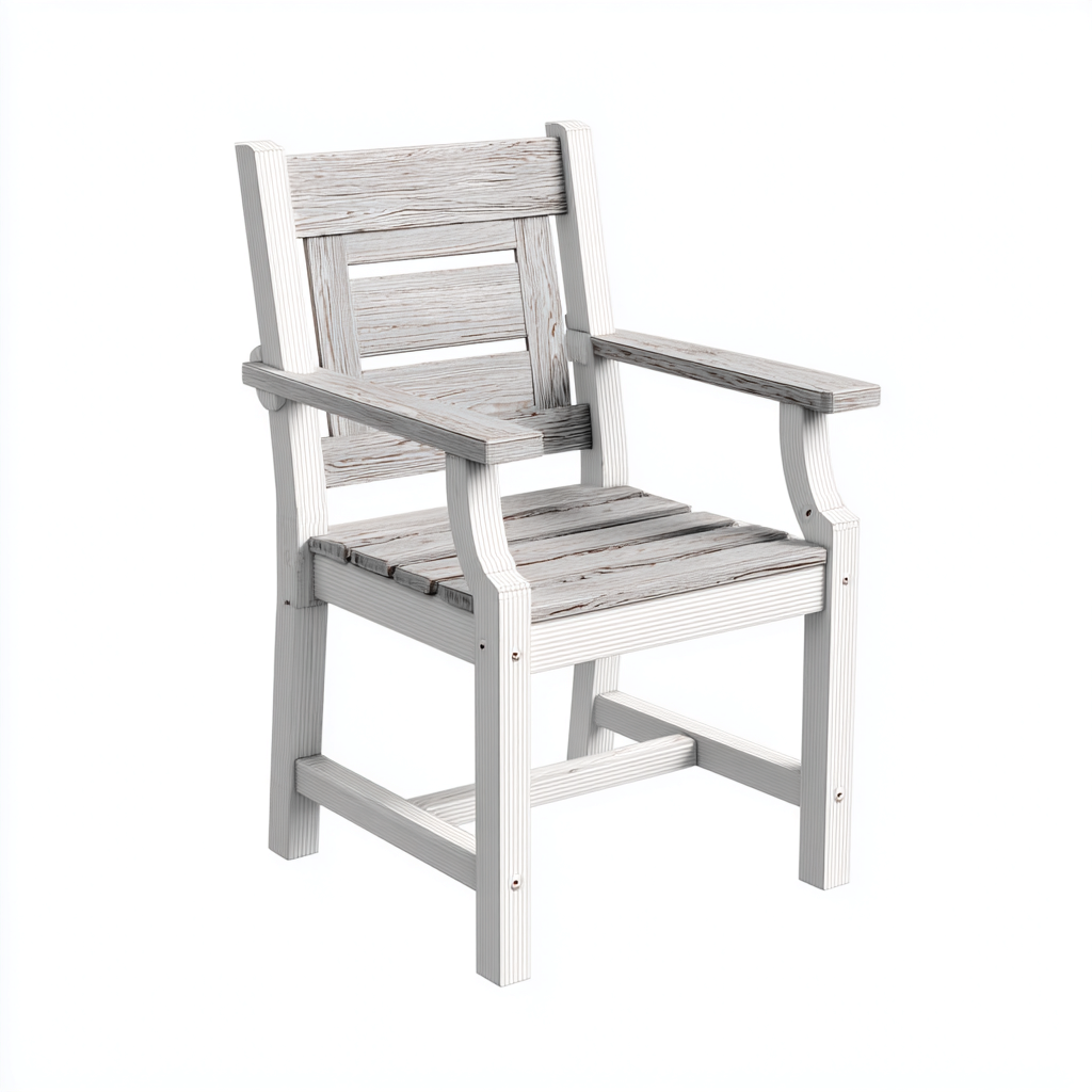 Fauteuil de jardin - Bois - 64x66x92 cm - Blanc-Gris - Classique-Nicheara